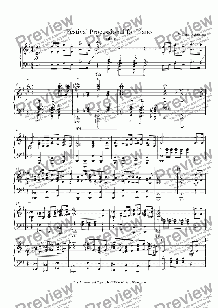 page one of Festival Processional for Piano