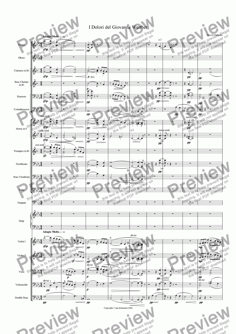 page one of Symphonic Poem "The Sorrows of Young Werther"