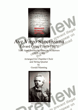 page one of Choral Classics - Grieg, E. - Ave Virgo Sanctissima - arr. for Chamber Choir & String Quartet  by Gerald Manning