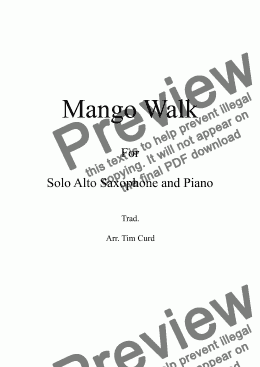 page one of Mango Walk for Solo Alto Saxophone and Piano