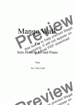 page one of Mango Walk for Solo Horn in Eb and Piano