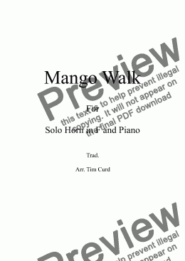 page one of Mango Walk for Solo Horn in F and Piano