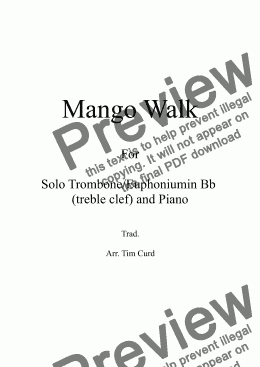 page one of Mango Walk for Solo Trombone/Euphonium in Bb (treble clef) and Piano 