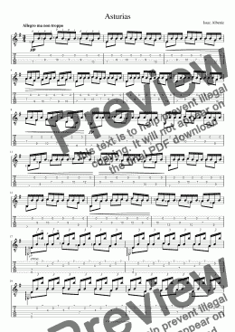 page one of Asturias (for Print) [for solo guitar]