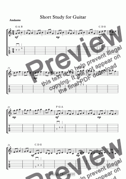 page one of Short Study for Guitar