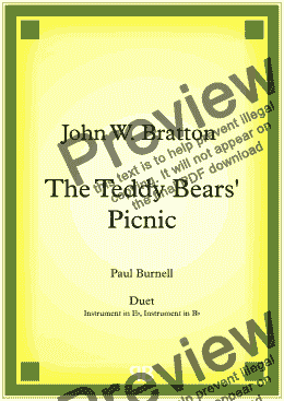 page one of The Teddy Bears’ Picnic, arranged for duet: instruments in Eb and Bb - Score and Parts