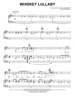 page one of Whiskey Lullaby (Piano, Vocal & Guitar Chords (Right-Hand Melody))