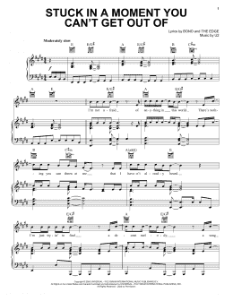 page one of Stuck In A Moment You Can't Get Out Of (Piano, Vocal & Guitar Chords (Right-Hand Melody))