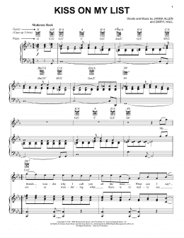 page one of Kiss On My List (Piano, Vocal & Guitar Chords (Right-Hand Melody))