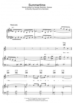 page one of Summertime (from Porgy And Bess) (Piano, Vocal & Guitar Chords (Right-Hand Melody))