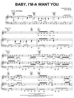 page one of Baby, I'm-A Want You (Piano, Vocal & Guitar Chords (Right-Hand Melody))