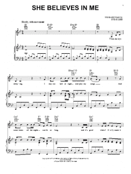 page one of She Believes In Me (Piano, Vocal & Guitar Chords (Right-Hand Melody))