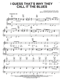 page one of I Guess That's Why They Call It The Blues (Piano, Vocal & Guitar Chords (Right-Hand Melody))