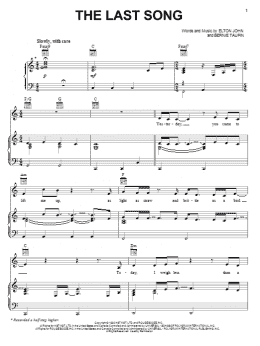 page one of The Last Song (Piano, Vocal & Guitar Chords (Right-Hand Melody))