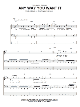 page one of Any Way You Want It (Bass Guitar Tab)