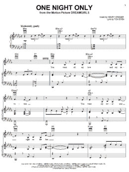page one of One Night Only (Piano, Vocal & Guitar Chords (Right-Hand Melody))