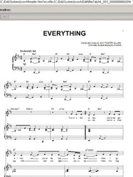 page one of Everything (Piano & Vocal)