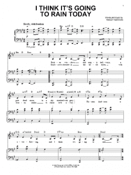 page one of I Think It's Going To Rain Today (Piano & Vocal)