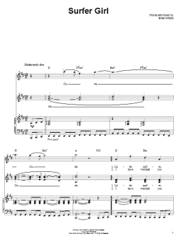 page one of Surfer Girl (Piano & Vocal)
