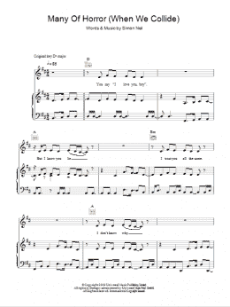 page one of Many Of Horror (When We Collide) (Piano, Vocal & Guitar Chords (Right-Hand Melody))