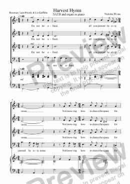 page one of HARVEST HYMN for SATB and organ or piano