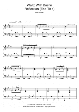 page one of Andante / Reflection (after Schubert D.959) (End Title from Waltz With Bashir) (Piano Solo)