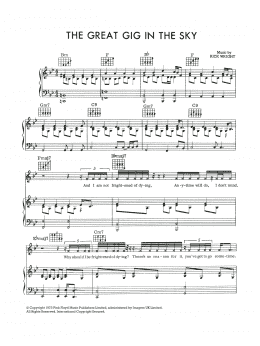 page one of The Great Gig In The Sky (Piano, Vocal & Guitar Chords)