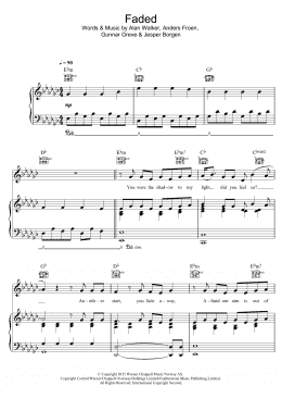 page one of Faded (Piano, Vocal & Guitar Chords (Right-Hand Melody))