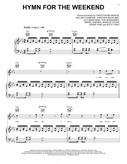 page one of Hymn For The Weekend (Piano, Vocal & Guitar Chords (Right-Hand Melody))