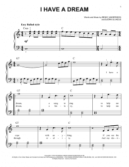 page one of I Have A Dream (Very Easy Piano)