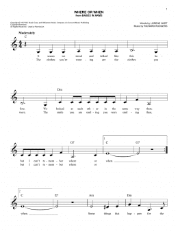 page one of Where Or When (from Babes In Arms) (Easy Lead Sheet / Fake Book)