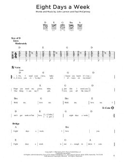 page one of Eight Days A Week (Guitar Rhythm Tab)