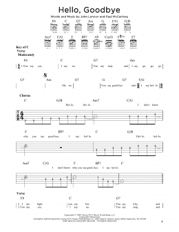 page one of Hello, Goodbye (Guitar Rhythm Tab)