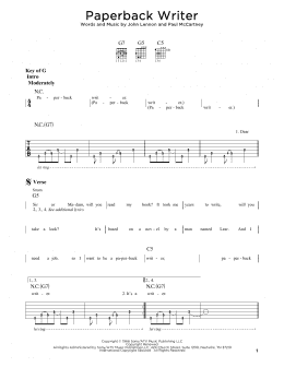 page one of Paperback Writer (Guitar Rhythm Tab)