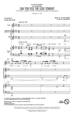 page one of Can You Feel The Love Tonight (from The Lion King) (arr. Mark Brymer) (SSA Choir)