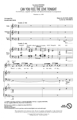 page one of Can You Feel The Love Tonight (from The Lion King) (arr. Mark Brymer) (SATB Choir)