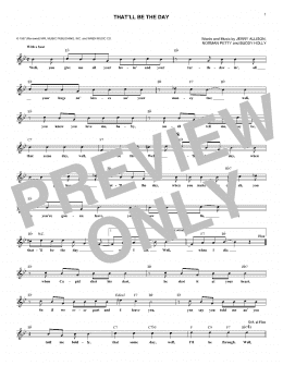 page one of That'll Be The Day (Lead Sheet / Fake Book)