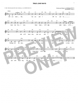 page one of True Love Ways (Lead Sheet / Fake Book)