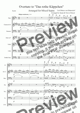 page one of Overture to "Das rothe Käppchen" - Score - Dittersdorf - Mixed Septet