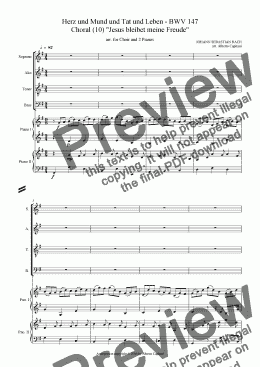 page one of Herz und Mund und Tat und Leben - BWV 147 - Choral ’Jesus bleibet meine Freude’ - arr. for Choir and 2 Pianos