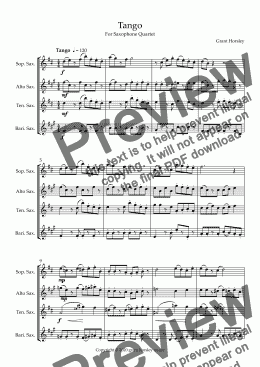 page one of TANGO  for saxophone quartet- Intermediate