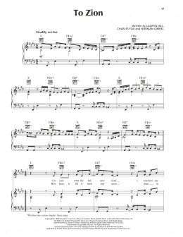 page one of To Zion (Piano, Vocal & Guitar Chords (Right-Hand Melody))