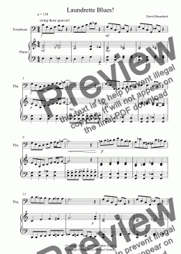 page one of Laundrette Blues! for Trombone and Piano