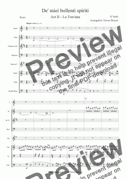 page one of Verdi - De' miei bollenti spiriti (Tenor) - Act II - La Traviata - Mixed Septet - Score