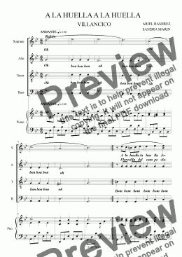 page one of A LA HUELLA A LA HUELLA CORO Y PIANO 3