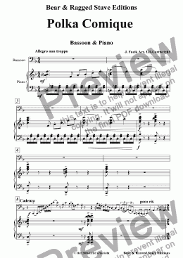 page one of Polka Comique for bassoon solo with piano accom.