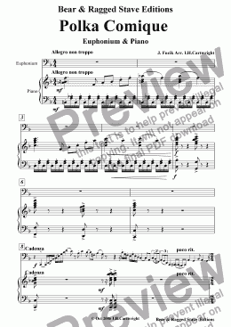 page one of Polka Comique for euphonium solo with piano accom.