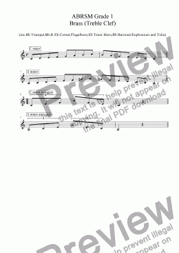 page one of Brass Treble Clef - Grade 1 Scales & Arpeggios( ABRSM format )