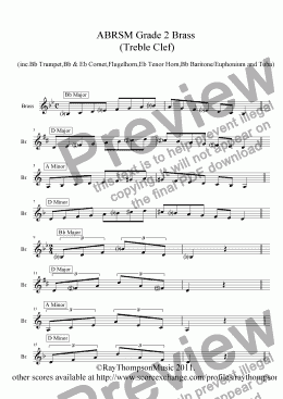 page one of Brass Treble Clef - Grade 2 Scales & Arpeggios( ABRSM format )