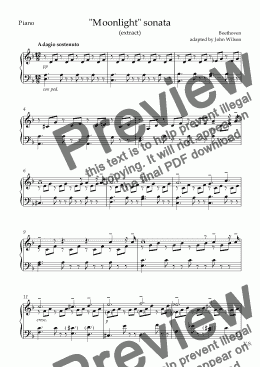 page one of Moonlight sonata (easy piano version)